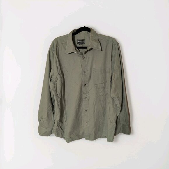Lime Green Eddie Bauer L Button Up Collared Shirt With Left Breast Pocket - Picture 1 of 7